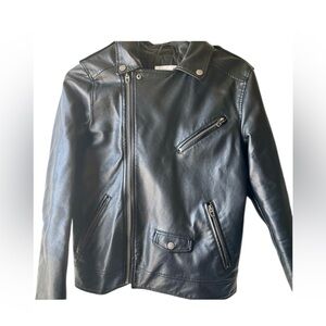 Zara Kids black faux leather biker jacket
